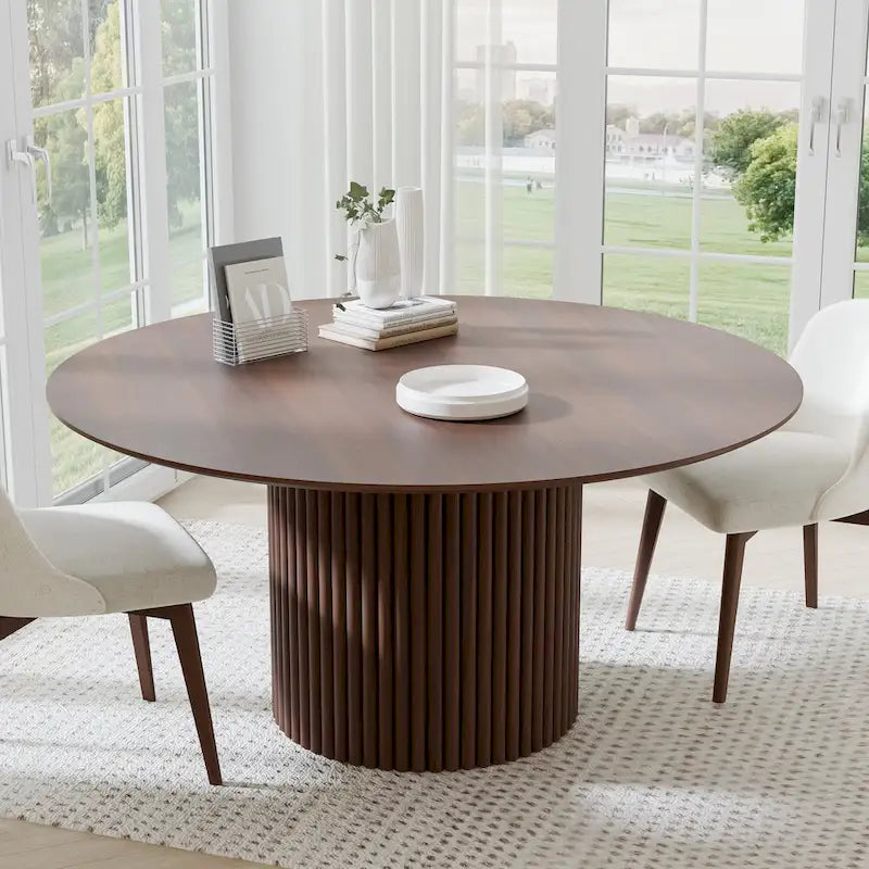 Wooakway Solid Wood 60 Round Dining Table for 6 People Nordic style - 60*30