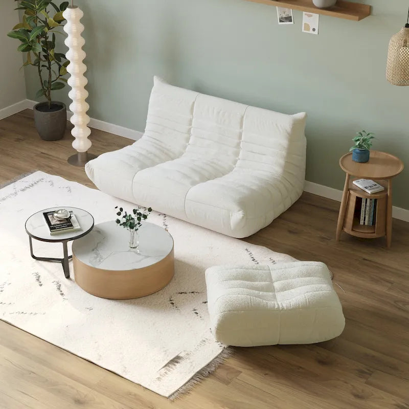 Fauteuil de sol sans accoudoirs en mousse à mémoire de forme avec housse en tissu peluche