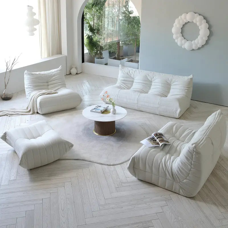 Fauteuil de sol sans accoudoirs en mousse à mémoire de forme avec housse en tissu peluche