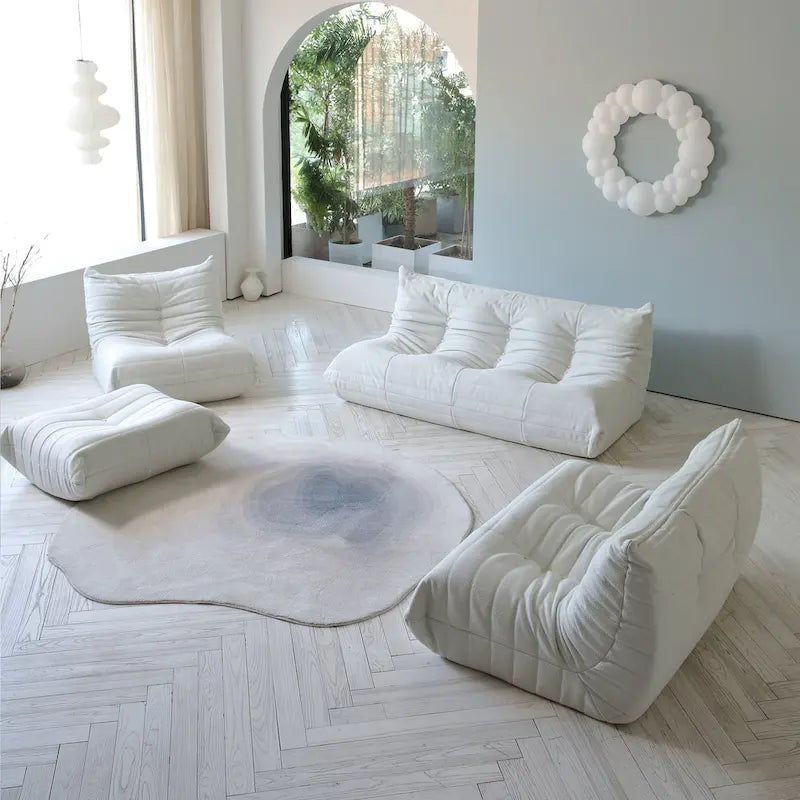 Fauteuil de sol sans accoudoirs en mousse à mémoire de forme avec housse en tissu peluche