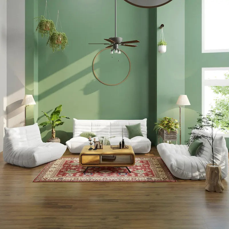 Fauteuil de sol sans accoudoirs en mousse à mémoire de forme avec housse en tissu peluche