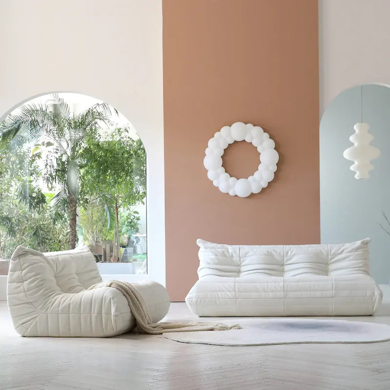 Fauteuil de sol sans accoudoirs en mousse à mémoire de forme avec housse en tissu peluche