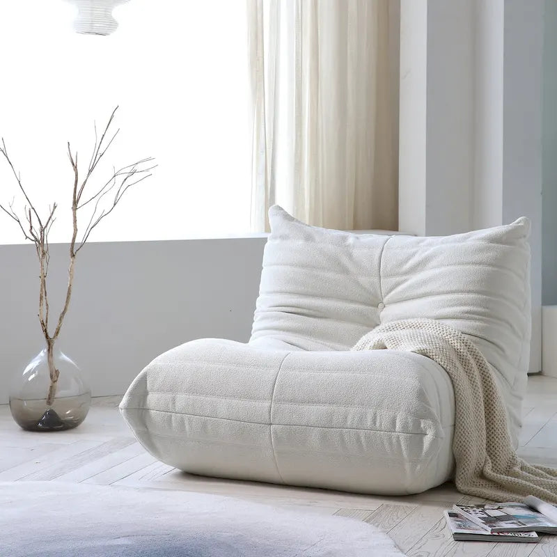 Fauteuil de sol sans accoudoirs en mousse à mémoire de forme avec housse en tissu peluche