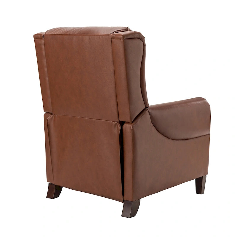 Fauteuil inclinable manuel en cuir véritable avec garniture cloutée en noir, chocolat, marine, sauge, marron et camel
