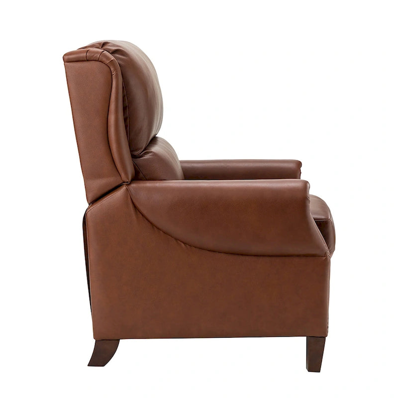 Fauteuil inclinable manuel en cuir véritable avec garniture cloutée en noir, chocolat, marine, sauge, marron et camel