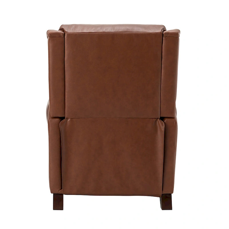 Fauteuil inclinable manuel en cuir véritable avec garniture cloutée en noir, chocolat, marine, sauge, marron et camel