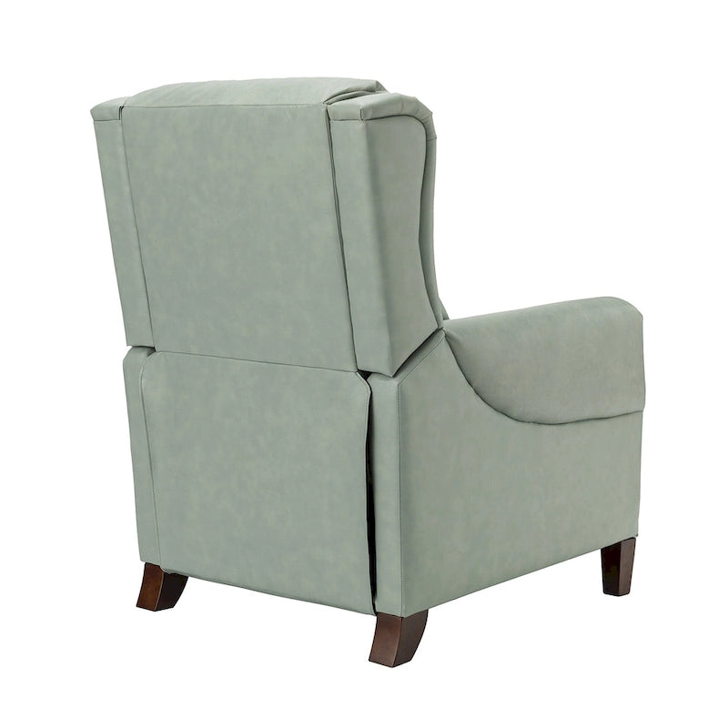 Fauteuil inclinable manuel en cuir véritable avec garniture cloutée en noir, chocolat, marine, sauge, marron et camel
