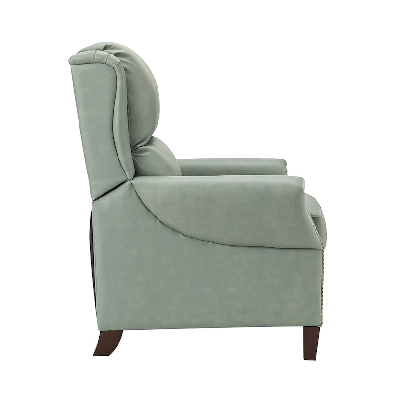 Fauteuil inclinable manuel en cuir véritable avec garniture cloutée en noir, chocolat, marine, sauge, marron et camel