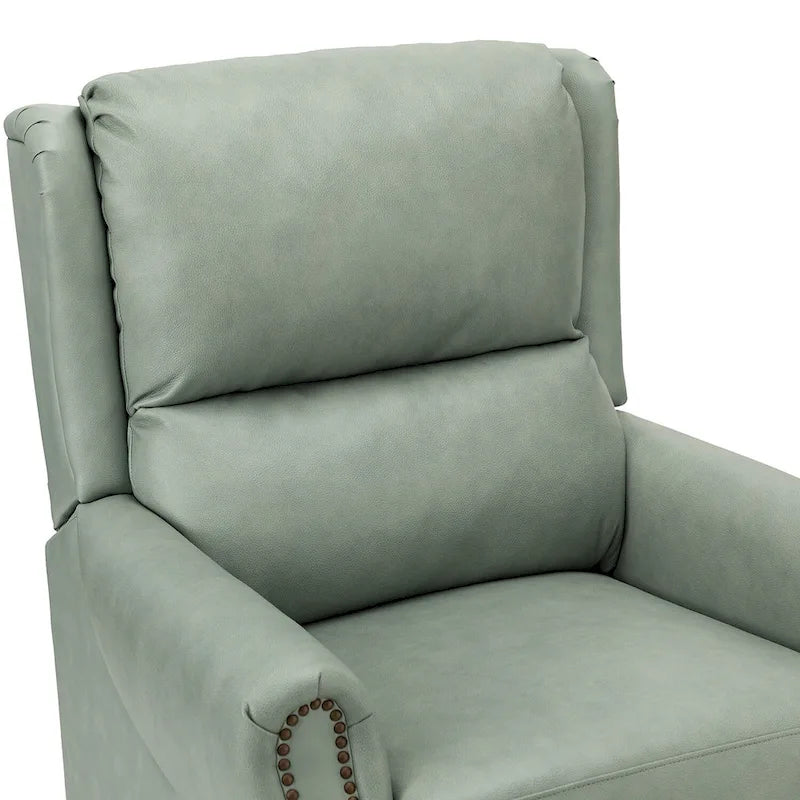Fauteuil inclinable manuel en cuir véritable avec garniture cloutée en noir, chocolat, marine, sauge, marron et camel