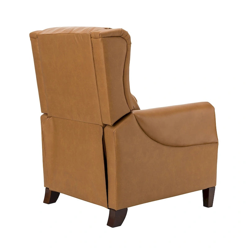Fauteuil inclinable manuel en cuir véritable avec garniture cloutée en noir, chocolat, marine, sauge, marron et camel