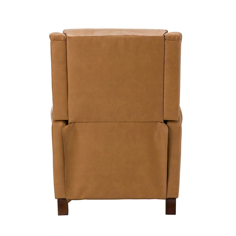 Fauteuil inclinable manuel en cuir véritable avec garniture cloutée en noir, chocolat, marine, sauge, marron et camel