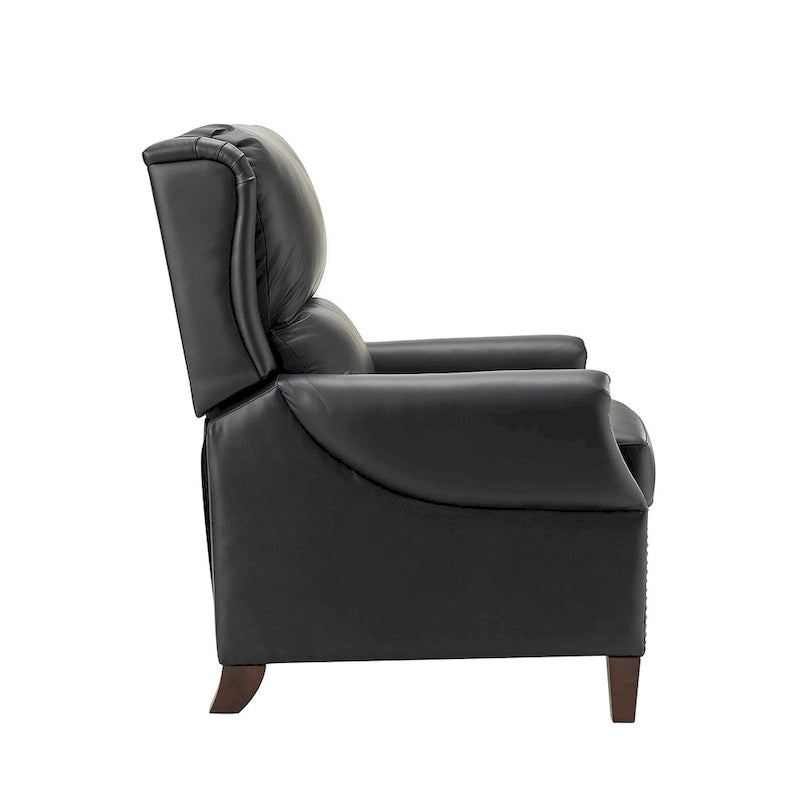 Fauteuil inclinable manuel en cuir véritable avec garniture cloutée en noir, chocolat, marine, sauge, marron et camel