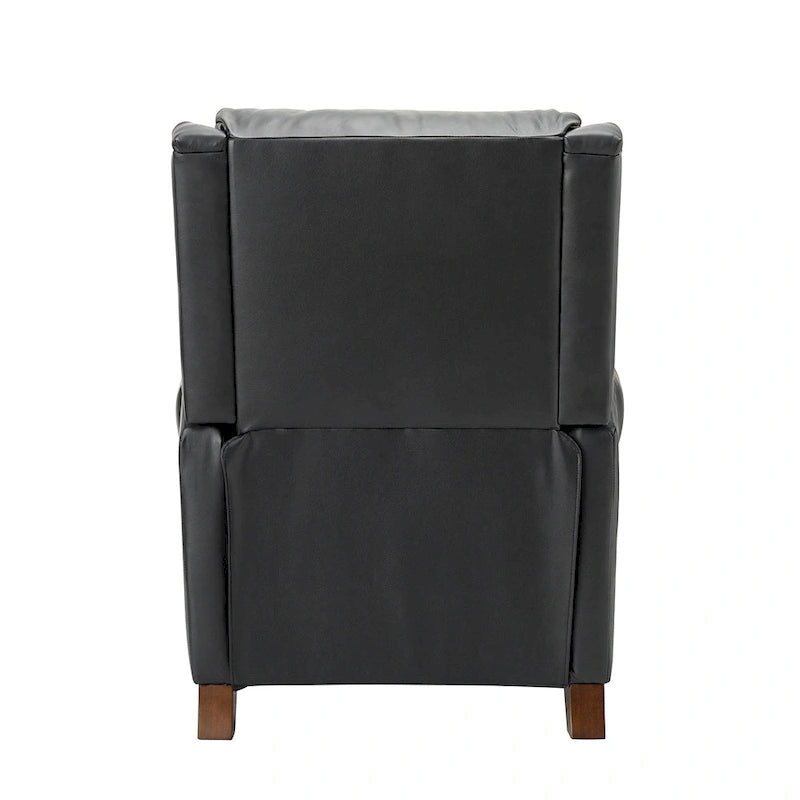 Fauteuil inclinable manuel en cuir véritable avec garniture cloutée en noir, chocolat, marine, sauge, marron et camel