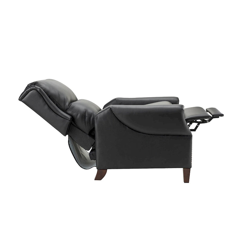 Fauteuil inclinable manuel en cuir véritable avec garniture cloutée en noir, chocolat, marine, sauge, marron et camel