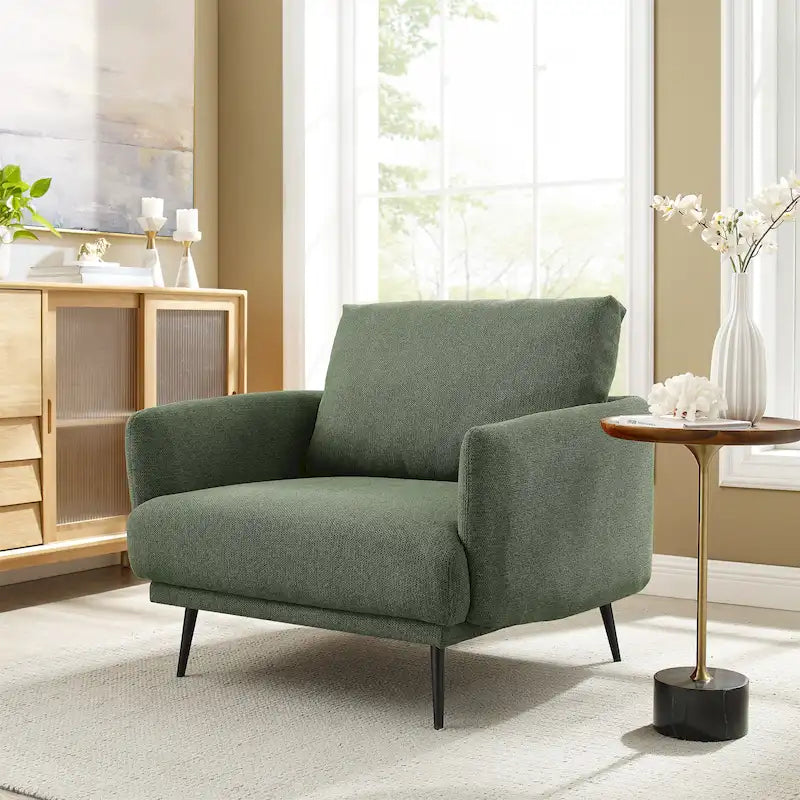 Fauteuil d'appoint surdimensionné avec accoudoirs étroits et coussins moelleux, gris