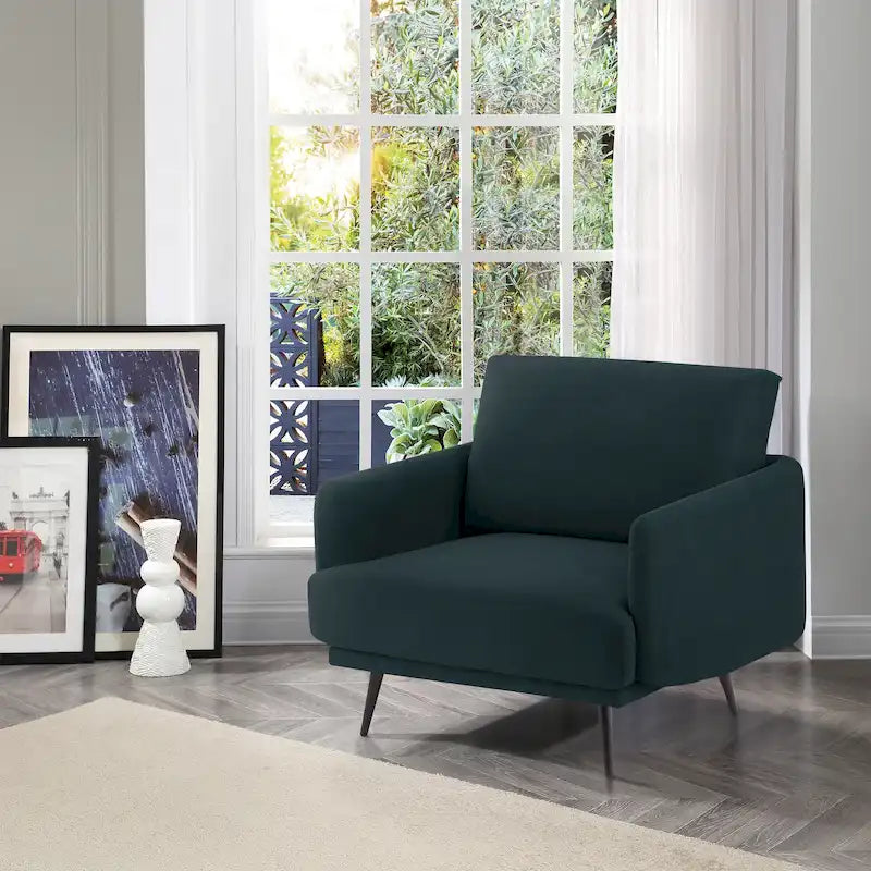 Fauteuil d'appoint surdimensionné avec accoudoirs étroits et coussins moelleux, gris