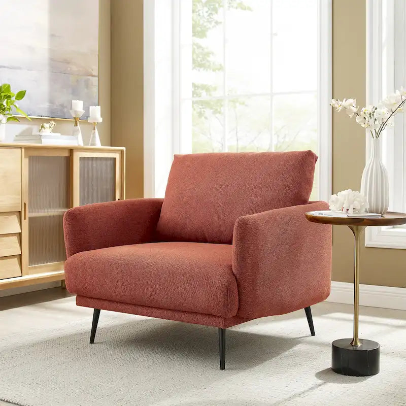 Fauteuil d'appoint surdimensionné avec accoudoirs étroits et coussins moelleux, gris