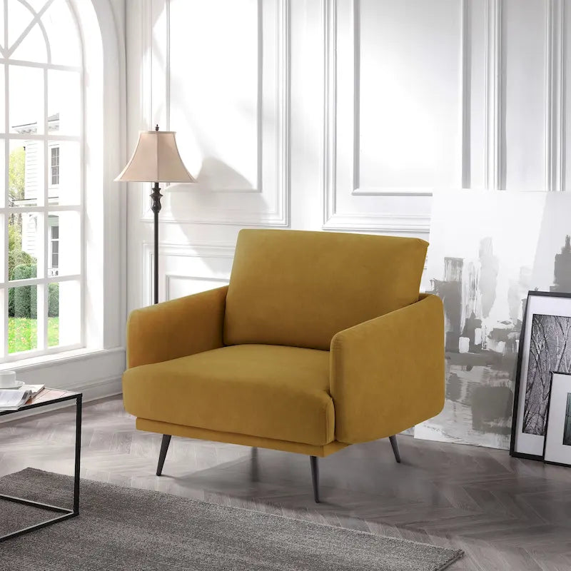 Fauteuil d'appoint surdimensionné avec accoudoirs étroits et coussins moelleux, gris