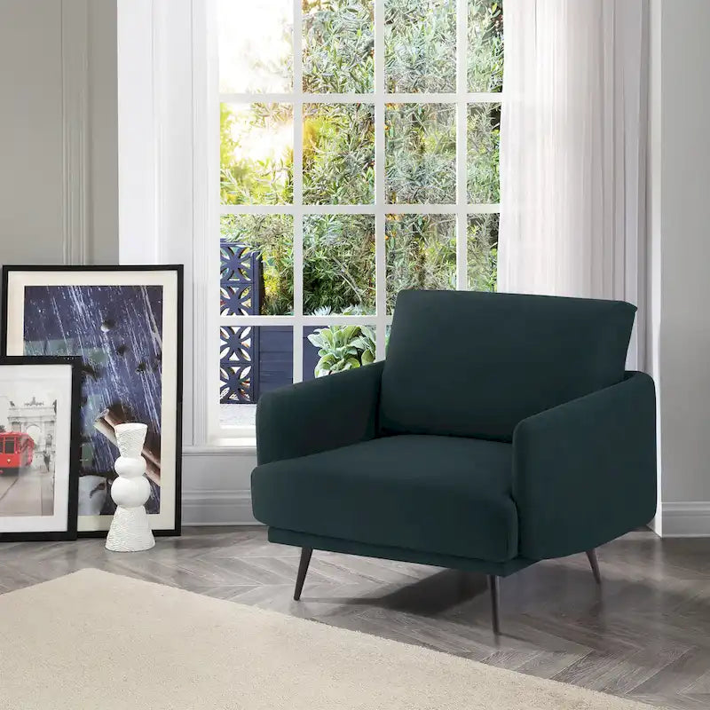 Fauteuil d'appoint surdimensionné avec accoudoirs étroits et coussins moelleux, gris