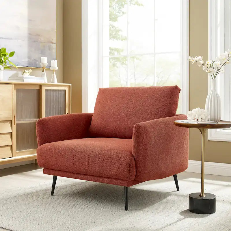 Fauteuil d'appoint surdimensionné avec accoudoirs étroits et coussins moelleux, gris