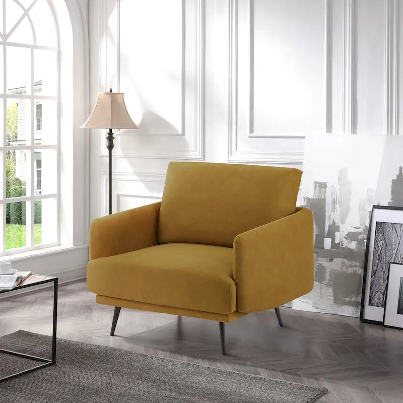 Fauteuil d'appoint surdimensionné avec accoudoirs étroits et coussins moelleux, gris