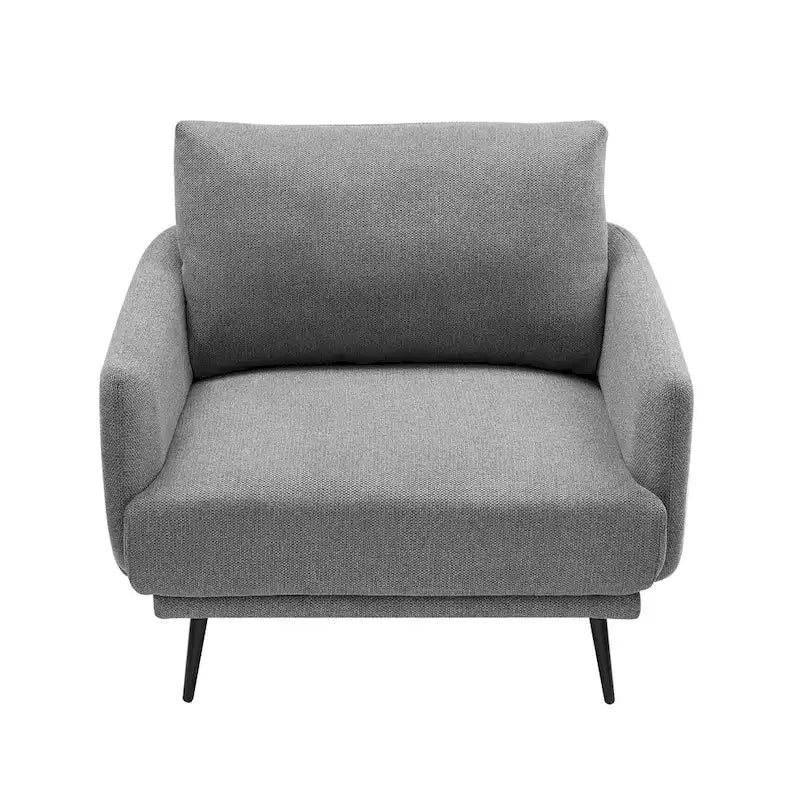 Fauteuil d'appoint surdimensionné avec accoudoirs étroits et coussins moelleux, gris
