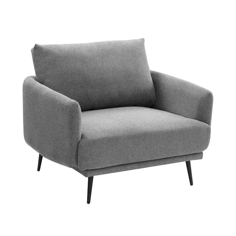 Fauteuil d'appoint surdimensionné avec accoudoirs étroits et coussins moelleux, gris