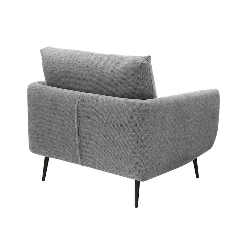 Fauteuil d'appoint surdimensionné avec accoudoirs étroits et coussins moelleux, gris
