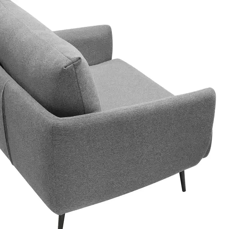 Fauteuil d'appoint surdimensionné avec accoudoirs étroits et coussins moelleux, gris