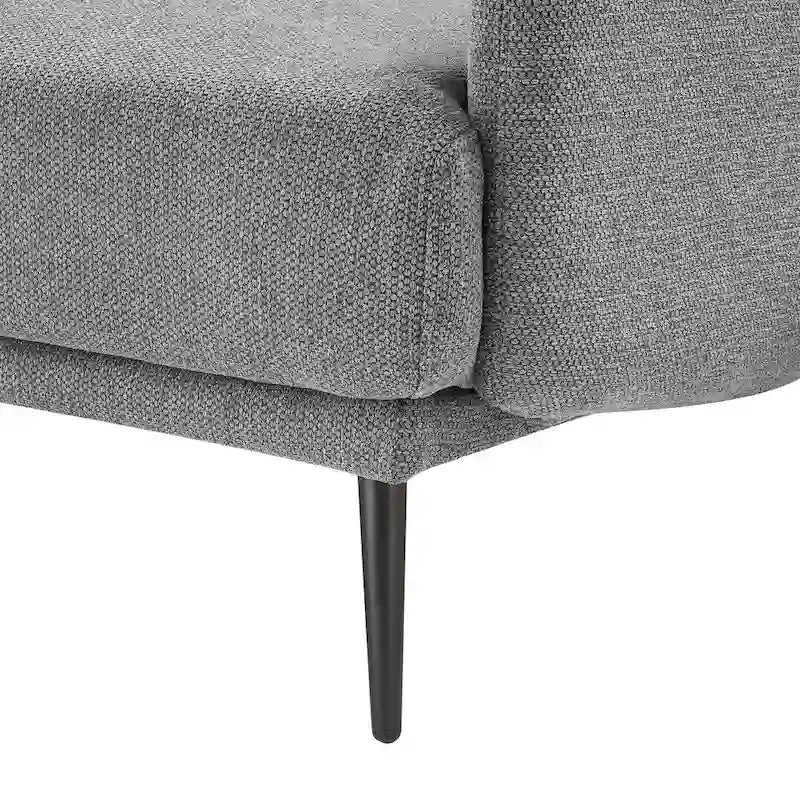 Fauteuil d'appoint surdimensionné avec accoudoirs étroits et coussins moelleux, gris