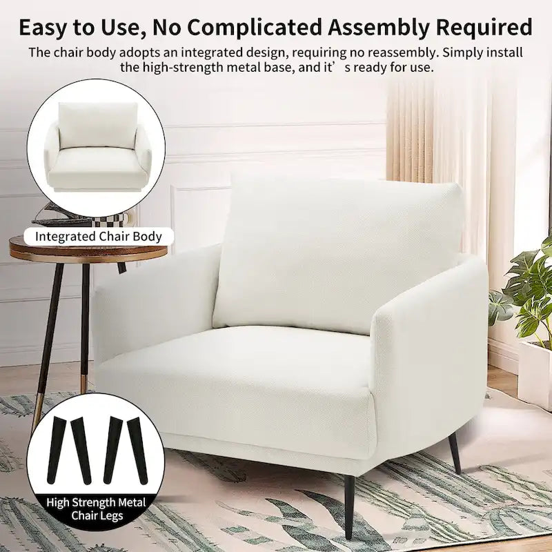 Fauteuil d'appoint surdimensionné avec accoudoirs étroits et coussins moelleux, gris