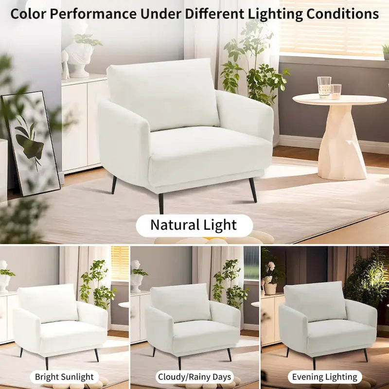 Fauteuil d'appoint surdimensionné avec accoudoirs étroits et coussins moelleux, gris