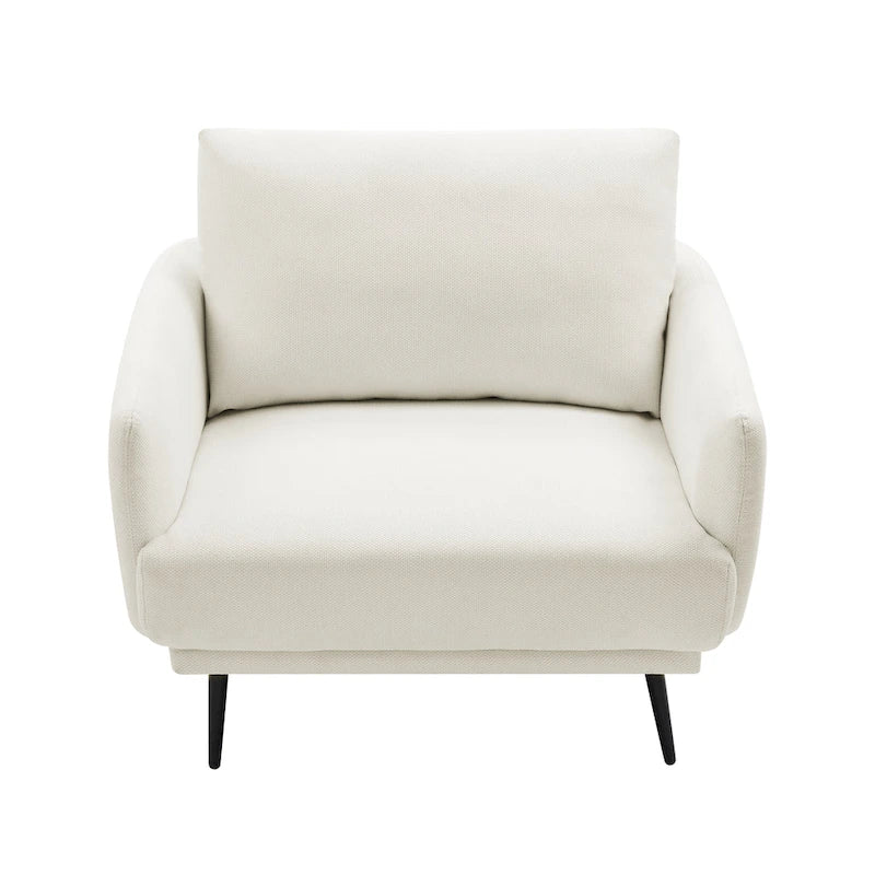 Fauteuil d'appoint surdimensionné avec accoudoirs étroits et coussins moelleux, gris
