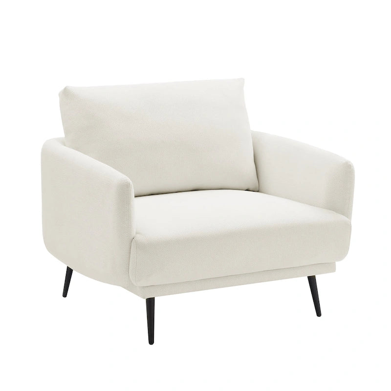 Fauteuil d'appoint surdimensionné avec accoudoirs étroits et coussins moelleux, gris