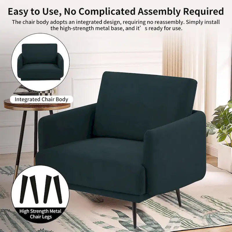 Fauteuil d'appoint surdimensionné avec accoudoirs étroits et coussins moelleux, gris