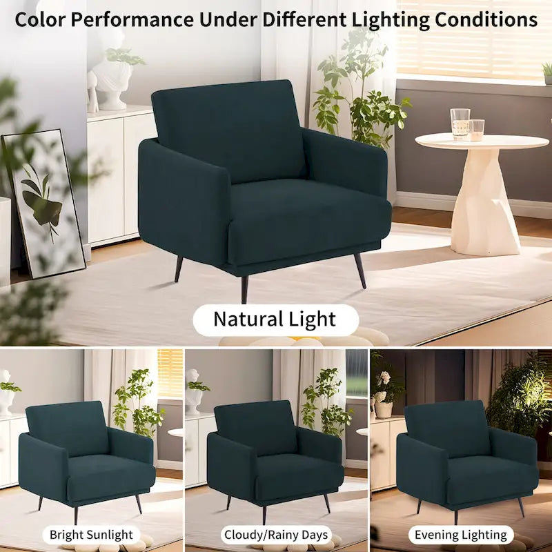 Fauteuil d'appoint surdimensionné avec accoudoirs étroits et coussins moelleux, gris