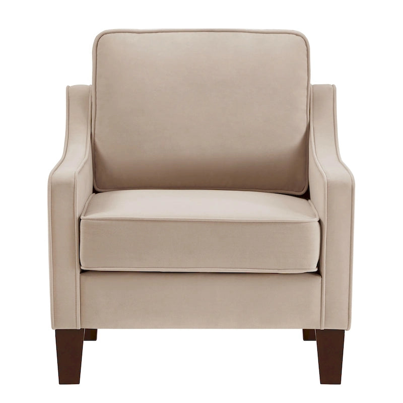 Fauteuil d'appoint rembourré avec pieds en bois Noir Taupe Marine