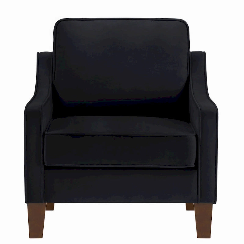 Fauteuil d'appoint rembourré avec pieds en bois Noir Taupe Marine