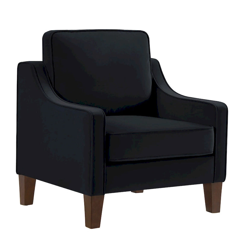 Fauteuil d'appoint rembourré avec pieds en bois Noir Taupe Marine