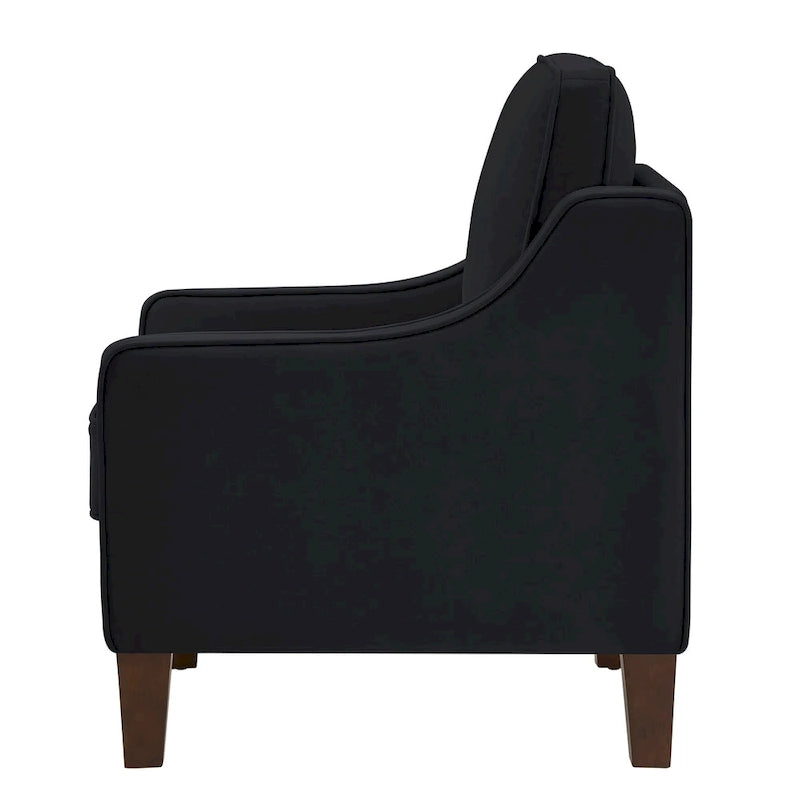 Fauteuil d'appoint rembourré avec pieds en bois Noir Taupe Marine