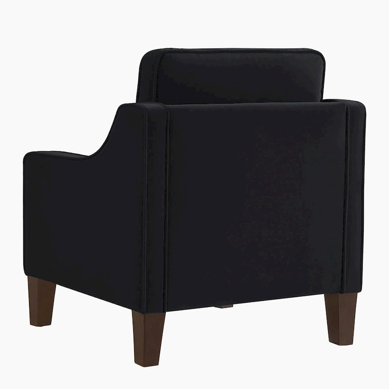 Fauteuil d'appoint rembourré avec pieds en bois Noir Taupe Marine