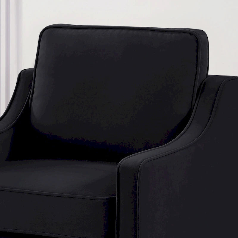 Fauteuil d'appoint rembourré avec pieds en bois Noir Taupe Marine