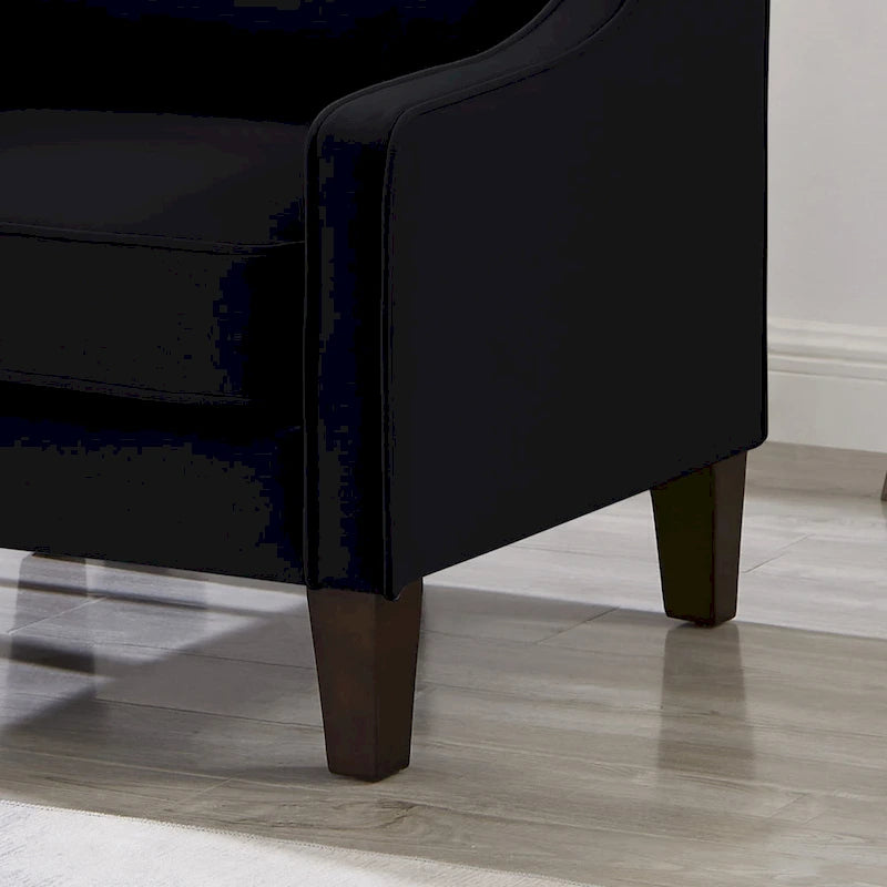 Fauteuil d'appoint rembourré avec pieds en bois Noir Taupe Marine