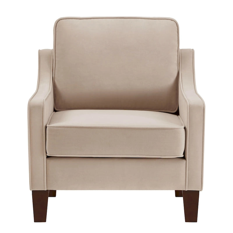 Fauteuil d'appoint rembourré avec pieds en bois Noir Taupe Marine