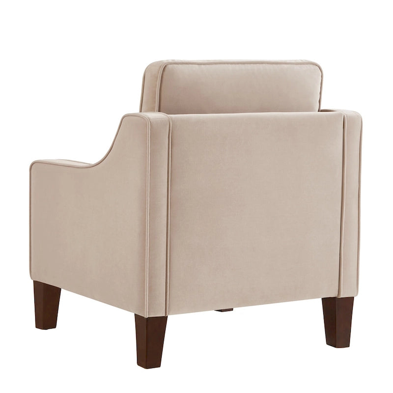 Fauteuil d'appoint rembourré avec pieds en bois Noir Taupe Marine