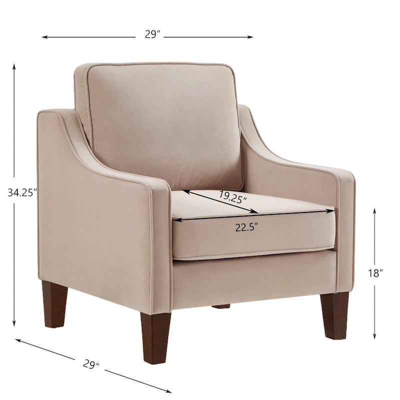 Fauteuil d'appoint rembourré avec pieds en bois Noir Taupe Marine