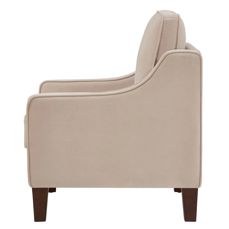 Fauteuil d'appoint rembourré avec pieds en bois Noir Taupe Marine