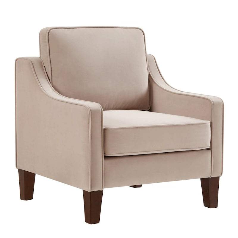 Fauteuil d'appoint rembourré avec pieds en bois Noir Taupe Marine
