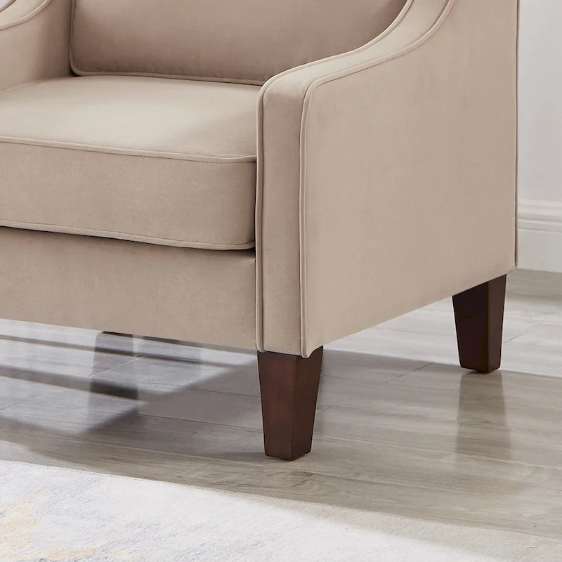 Fauteuil d'appoint rembourré avec pieds en bois Noir Taupe Marine