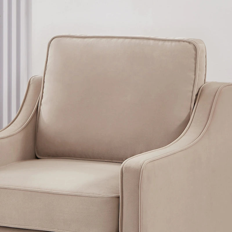 Fauteuil d'appoint rembourré avec pieds en bois Noir Taupe Marine